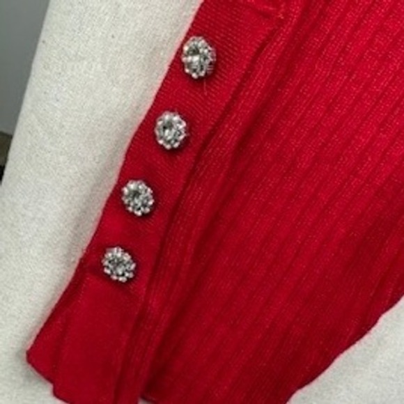 NWT Liz Claiborne Sweater Womens Red Cabaret Button Cuff Ribbed Pullover‎ Sz 2X - Picture 6 of 9
